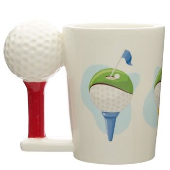 Tasse à poignée en forme de balle de golf et de tee en céramique 2