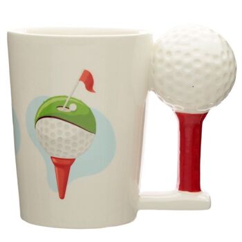 Tasse à poignée en forme de balle de golf et de tee en céramique 4