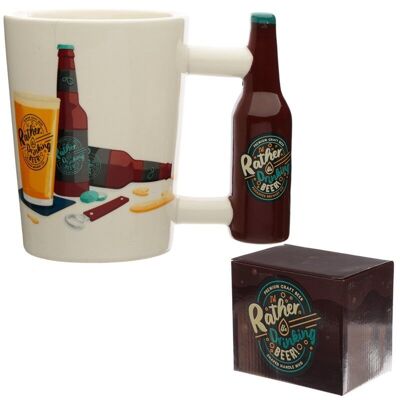 I'd Rather Be Drinking Beer Ceramic Shaped Handle Mug