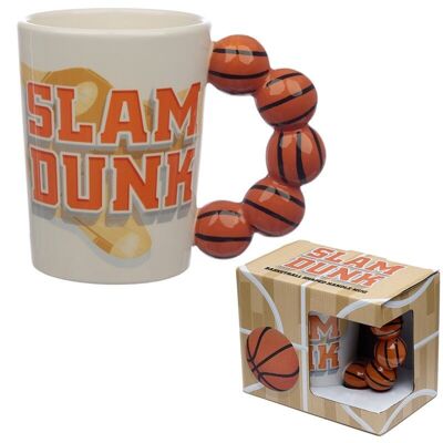 Tazza con manico in ceramica a forma di palla da basket