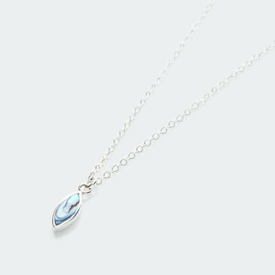 Abalone marquise charm necklace silver