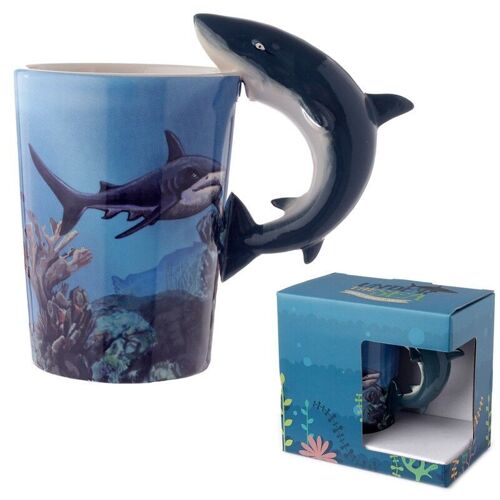Lisa Parker Shark Ceramic Shaped Handle Mug
