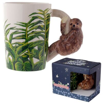 Jungle Explorer Tasse en céramique avec poignée en forme de paresseux