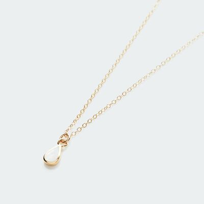 Mother of pearl pear drop charm necklace gold