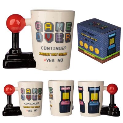 Game Over Joystick Arcade Decal Ceramic Shaped Handle Mug