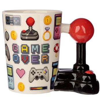 Game Over Joystick Pixel Decal Mug en forme de poignée en céramique 2