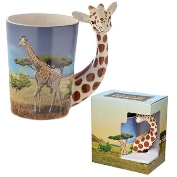 Tasse à poignée en céramique avec décalcomanie girafe Savannah 1
