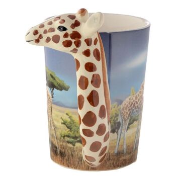 Tasse à poignée en céramique avec décalcomanie girafe Savannah 8