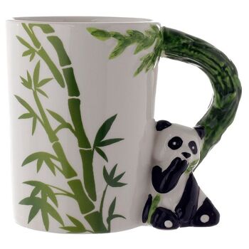 Tasse avec poignée en céramique en forme de panda avec autocollant en bambou 2