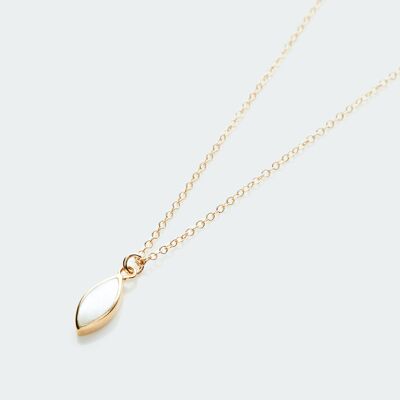 Mother of pearl marquise charm necklace gold