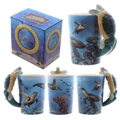 Schildkröte mit Unterwasser-Aufkleber Keramik-Tasse mit geformtem Griff