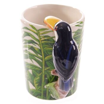 Tasse en forme de céramique Toucan avec décalcomanie de la jungle 10