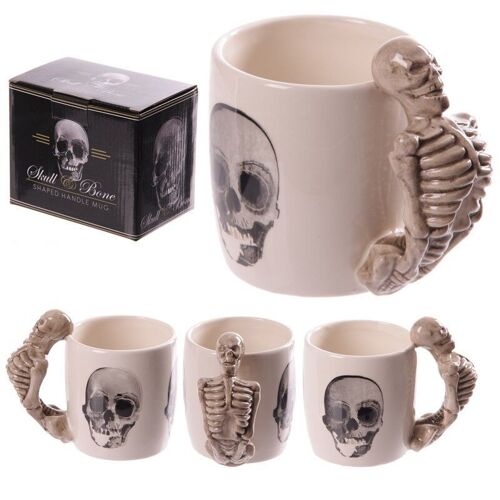 Skeleton Ceramic Shaped Handle Mug