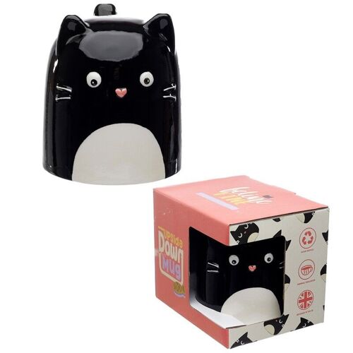 Feline Fine Cat Upside Down Ceramic Shaped Mug