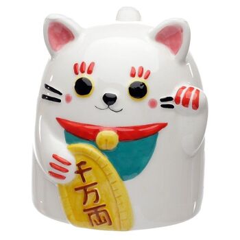 Maneki Neko Lucky Cat Tasse en céramique à l'envers 2