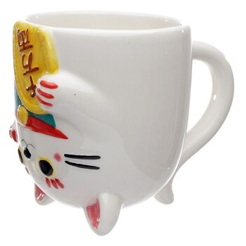 Maneki Neko Lucky Cat Tasse en céramique à l'envers 5