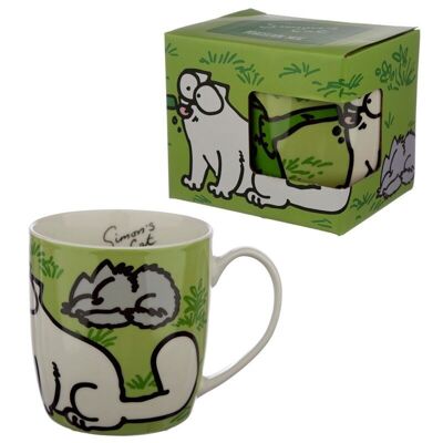 Green Simon's Cat Porcelain Mug