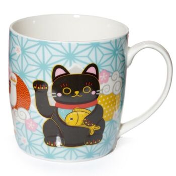 Mug en porcelaine chat porte-bonheur Maneki Neko 2