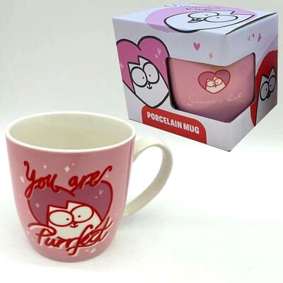 Taza de porcelana rosa San Valentín Simon's Cat