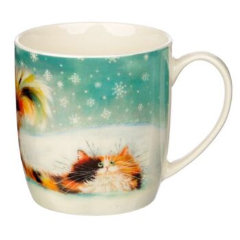 Tasse en porcelaine chat gingembre de Noël de Kim Haskins 2