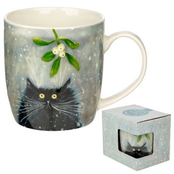 Tasse en porcelaine chat gui de Noël de Kim Haskins 1