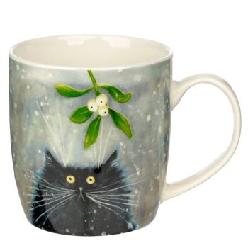 Tasse en porcelaine chat gui de Noël de Kim Haskins 2
