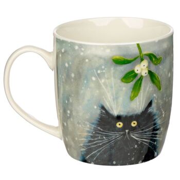 Tasse en porcelaine chat gui de Noël de Kim Haskins 4