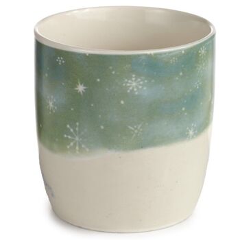Tasse en porcelaine de Noël bonhomme de neige et chats de Kim Haskins 3