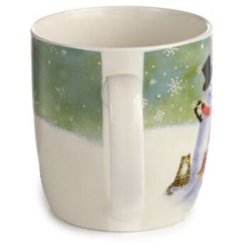 Tasse en porcelaine de Noël bonhomme de neige et chats de Kim Haskins 5