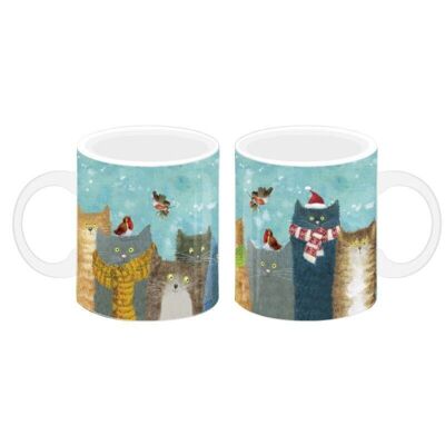 Jan Pashley Navidad Gatos Taza de Porcelana