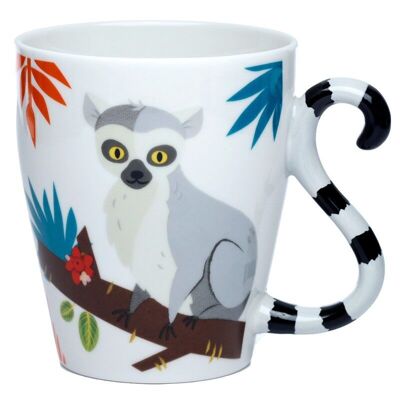 Taza con asa en forma de cola de cerámica Lemur Spirit of the Night