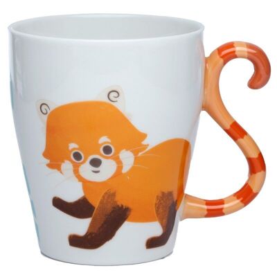 Taza de cerámica con asa en forma de cola de panda rojo Zooniverse