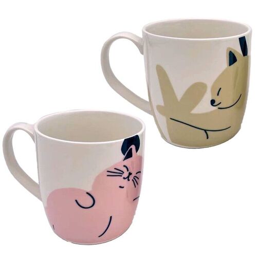 Cat's Life Set of 2 Porcelain Mugs
