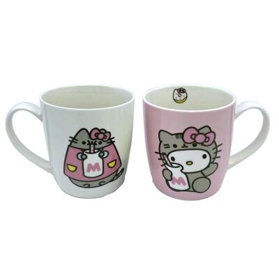 Hello Kitty & Pusheen Set de 2 Tazas de Porcelana