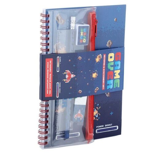 Game Over  Notepad & Pencil Case 6 Piece Stationery Set