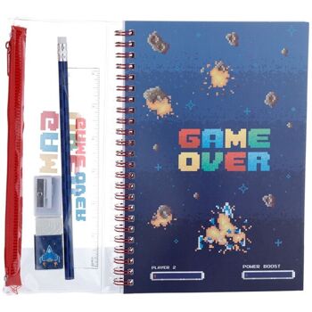 Game Over Bloc-notes et étui à crayons Ensemble de papeterie 6 pièces 3