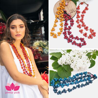 Acai Berry Short Necklace - Mix Blue