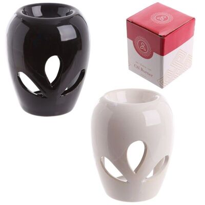 Small Ceramic Bulbous Shaped Petal Cut Out Oil Burner 10.5cm