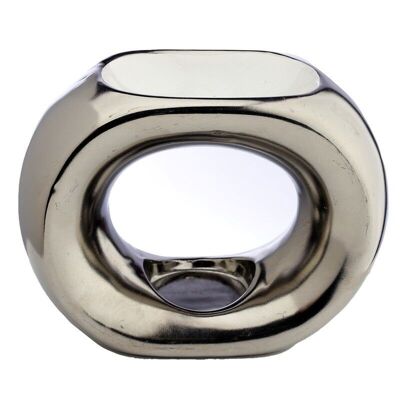 Eden Abstract Squat Oval Silver Metallic Ölbrenner