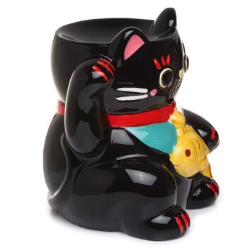 Brûleur à mazout noir en céramique Lucky Cat Maneki Neko 3