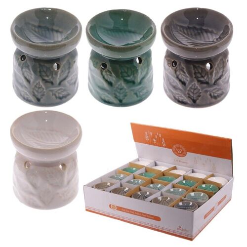 Small Ceramic Eden Oil Burner with Leaves Pattern