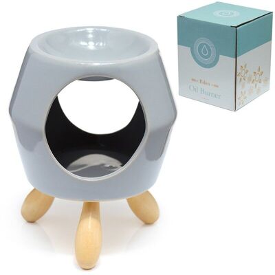 Eden Grey Abstract Ceramic Oil Burner with Feet