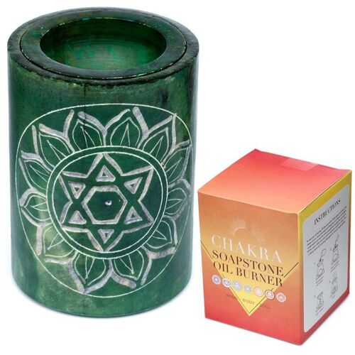 Green Soapstone Carved Chakra Oil Burner