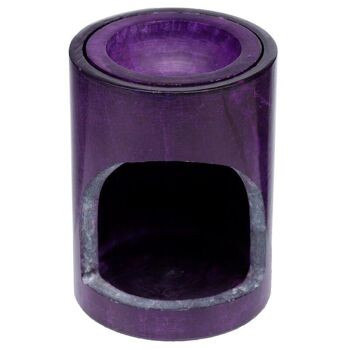 Brûleur à huile Chakra sculpté en stéatite violette 10
