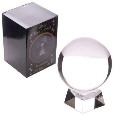 Boule de cristal avec support en verre et boîte cadeau 14 cm