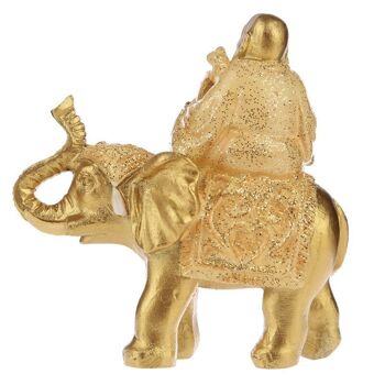 Bouddha chanceux assis sur un éléphant scintillant 3