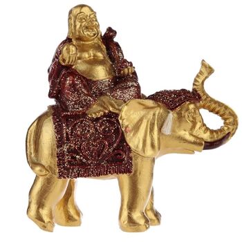Bouddha chanceux assis sur un éléphant scintillant 9