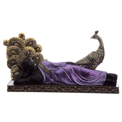 Buddha tailandese viola e nero con pavone