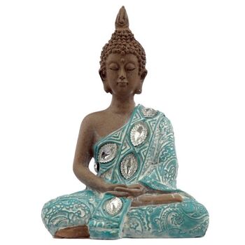 Bouddha Thaï, Marron, Blanc et Turquoise - Lotus 2