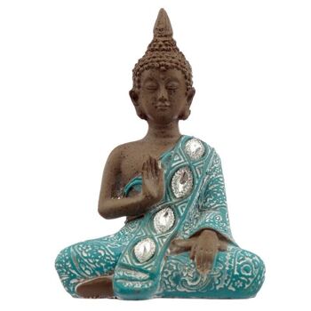 Bouddha Thaï, Marron, Blanc et Turquoise - Lotus 4